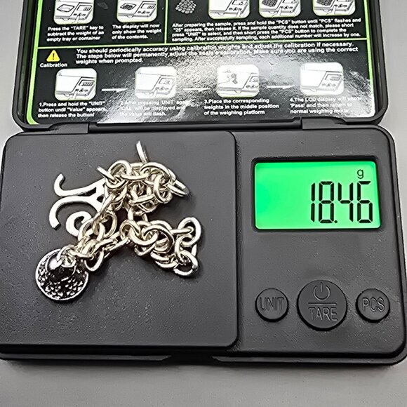 Barse Sterling Silver Cable Link Charm Bracelet 7" Letter N & Bell 18.46g - Picture 7 of 8